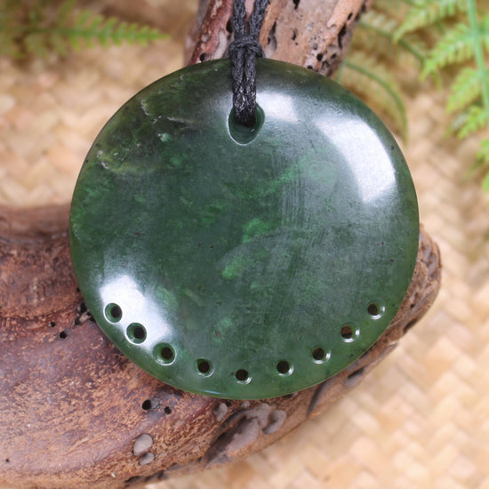 Porowhita or Pi Stone carved from Kawakawa Pounamu - NZ Greenstone
