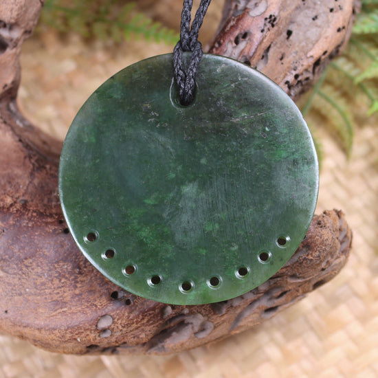 Porowhita or Pi Stone carved from Kawakawa Pounamu - NZ Greenstone
