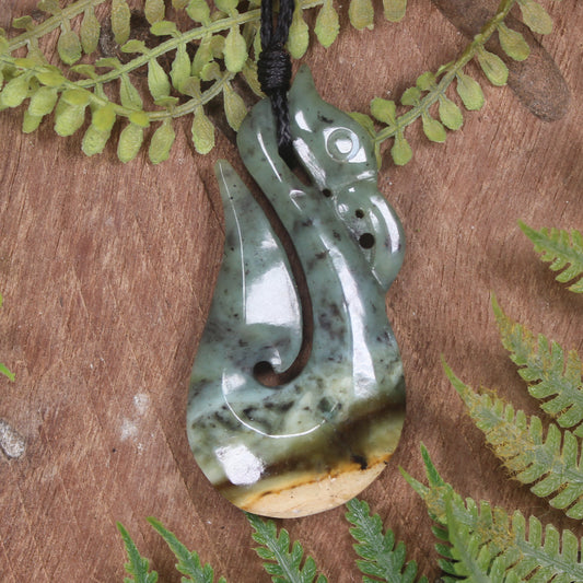 Manaia carved from Flower Jade Pounamu - NZ Greenstone