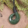Hei Matau or Fish Hook carved from Hapopo Pounamu - NZ Greenstone