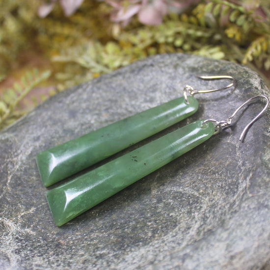 Hapopo Pounamu Toki earrings - NZ Greenstone