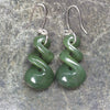 Twist Earrings carved from Hapopo Pounamu - NZ Greenstone