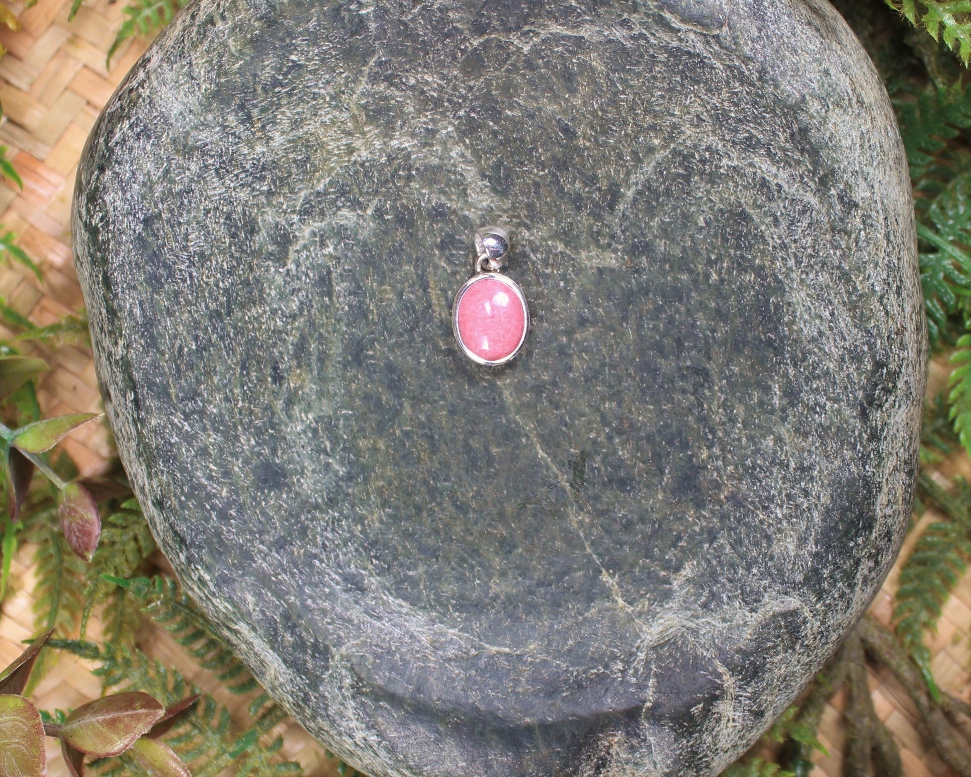 Sterling Silver Pendant carved from Rhodonite NZ