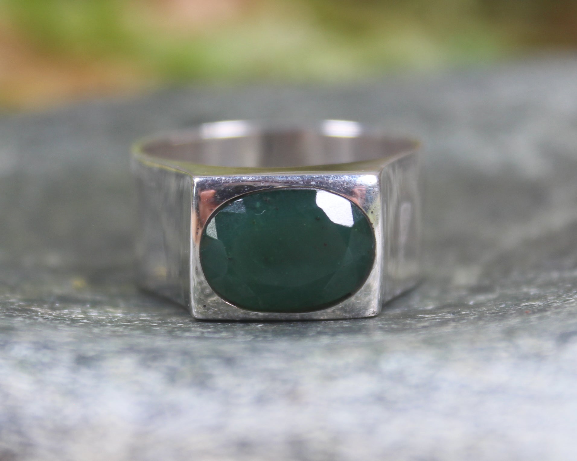 Sterling Silver Kawakawa Pounamu Ring - NZ Greenstone