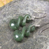 Twist Earrings carved from Hapopo Pounamu - NZ Greenstone