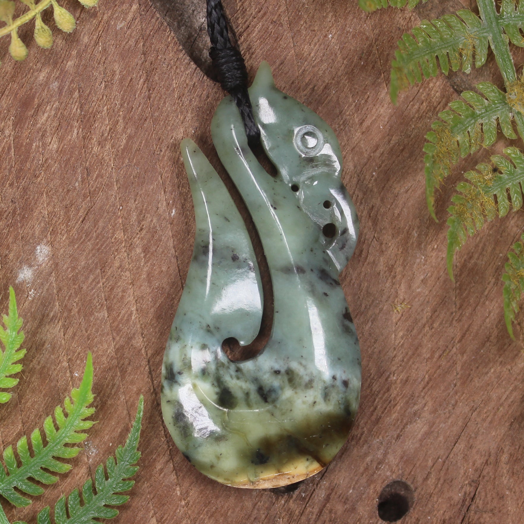 Manaia carved from Flower Jade Pounamu - NZ Greenstone