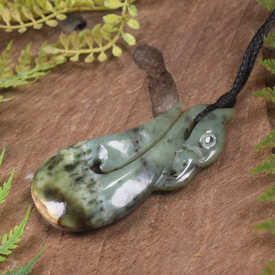 Manaia carved from Flower Jade Pounamu - NZ Greenstone