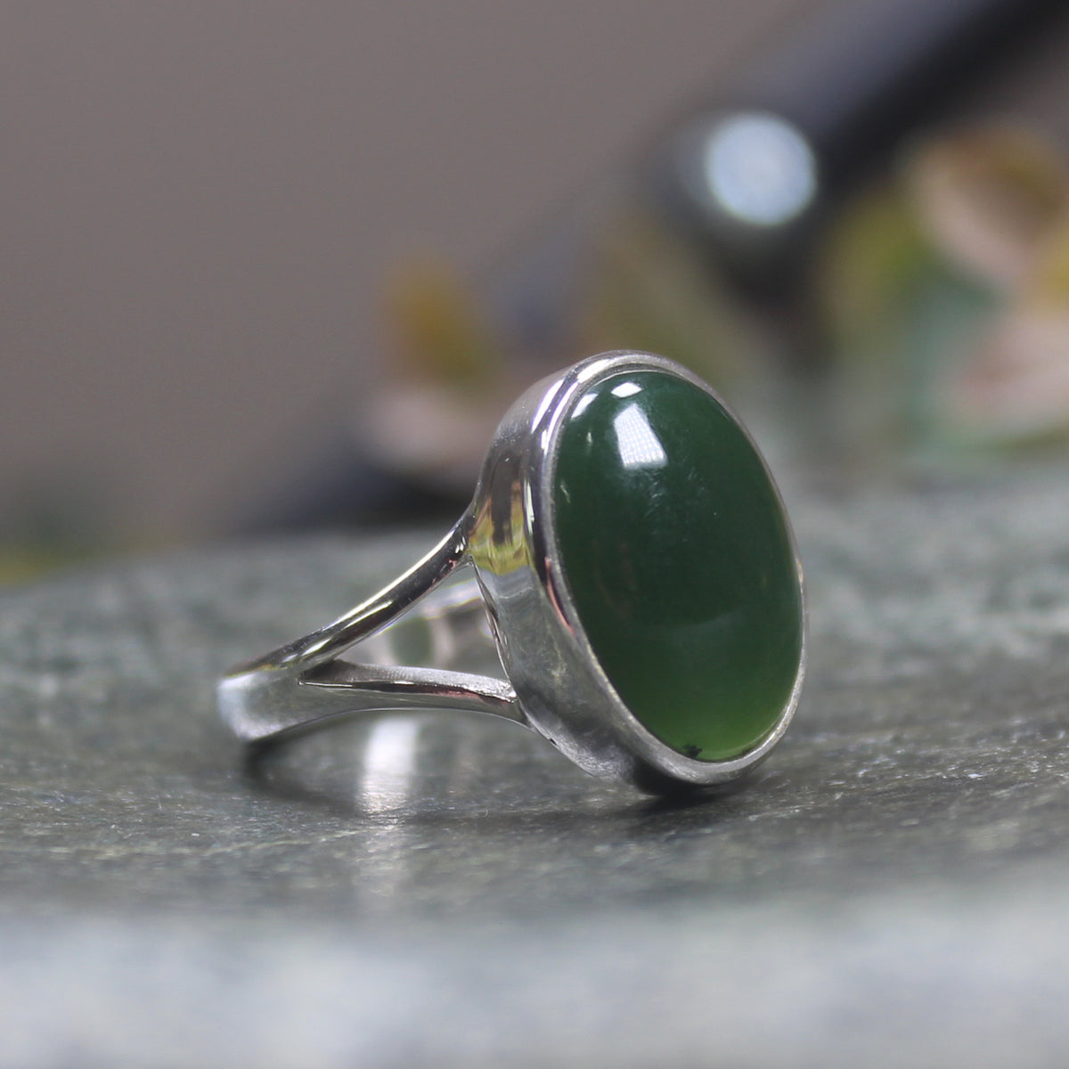 Ring with Kawakawa Pounamu