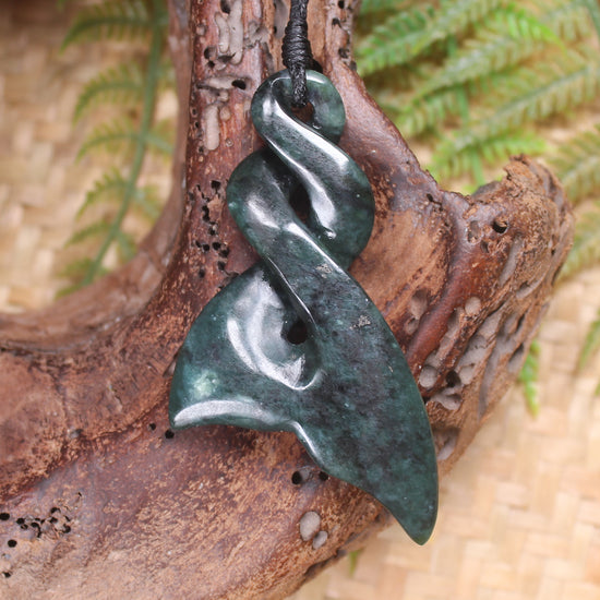 Whale tail carved from Inanga Pounamu - NZ Greenstone