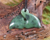 Whale tail carved from Inanga Pounamu - NZ Greenstone