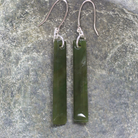 Roimata or Teardrop earrings carved from Rimu Pounamu - NZ Greenstone