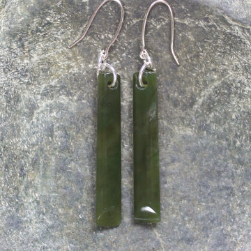 Roimata or Teardrop earrings carved from Rimu Pounamu - NZ Greenstone