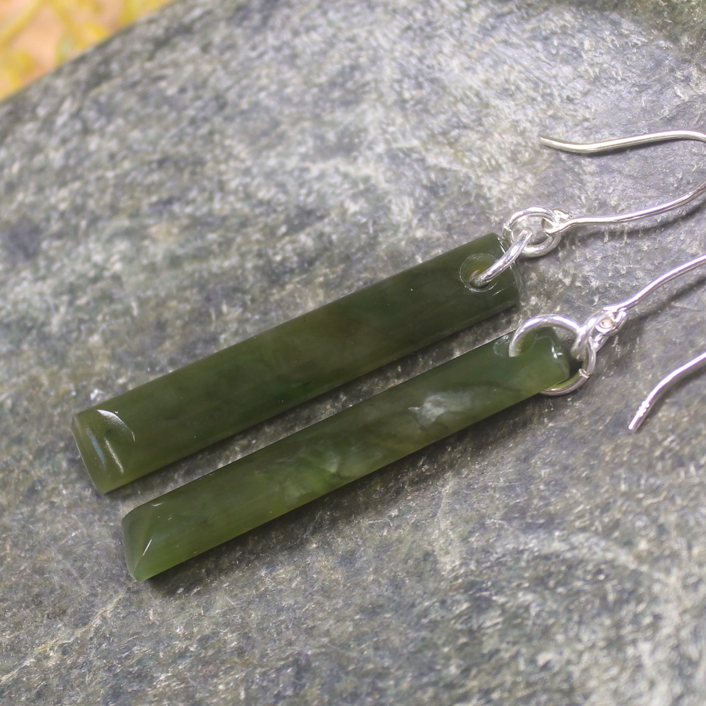 Roimata or Teardrop earrings carved from Rimu Pounamu - NZ Greenstone