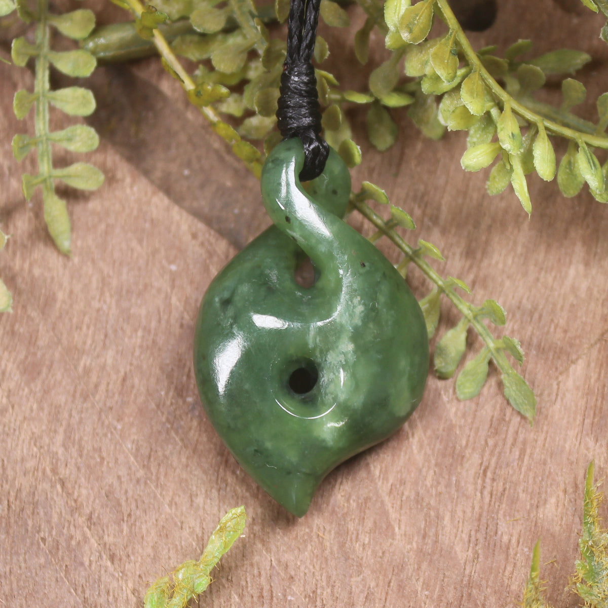 Koru Twist carved from Hapopo Pounamu - NZ Greenstone