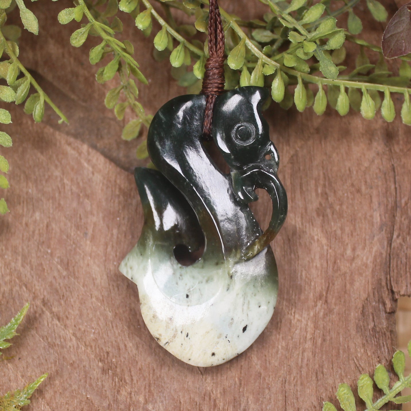 Manaia carved from Flower Jade Pounamu - NZ Greenstone