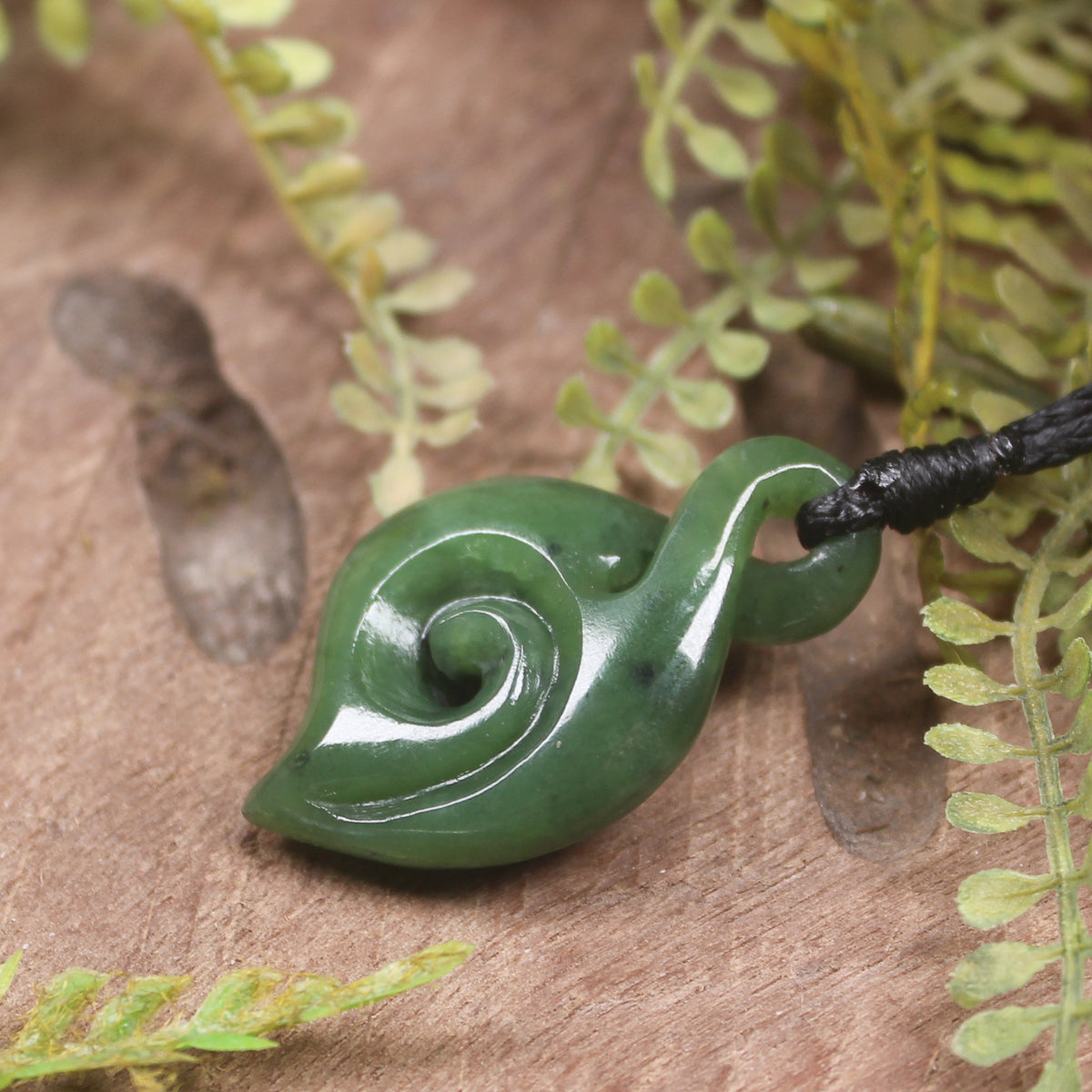 Koru Twist carved from Hapopo Pounamu - NZ Greenstone