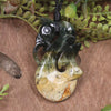 Manaia carved from Flower Jade Pounamu - NZ Greenstone