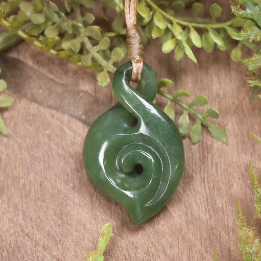 Koru Twist carved from Hapopo Pounamu - NZ Greenstone