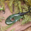 Hei Matau or Fish Hook carved from Hapopo Pounamu - NZ Greenstone