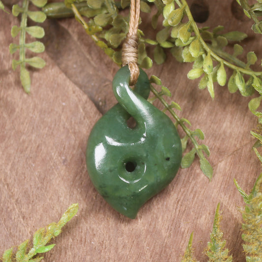 Koru Twist carved from Hapopo Pounamu - NZ Greenstone