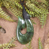 Hei Matau or Fish Hook carved from Hapopo Pounamu - NZ Greenstone
