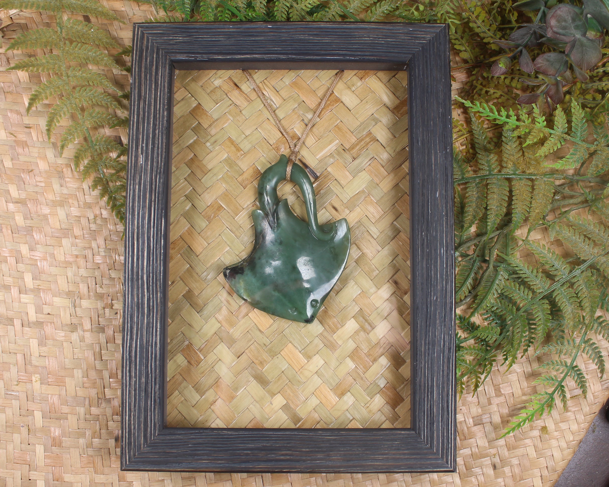 Framed Inanga Pounamu Whai - NZ Greenstone