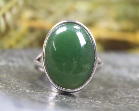 Sterling Silver Hapopo Pounamu Ring - NZ Greenstone