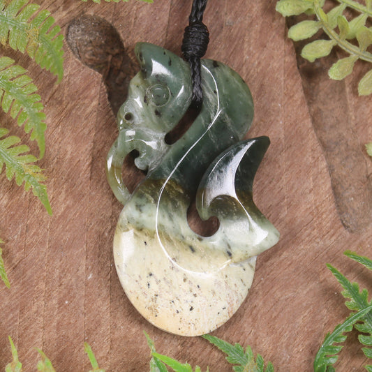 Manaia carved from Flower Jade Pounamu - NZ Greenstone