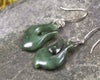 Matau or Fish Hook Earrings carved from Hapopo Pounamu - NZ Greenstone