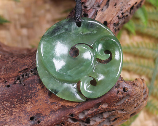 Koru Pendant carved from Hapopo Pounamu - NZ Greenstone