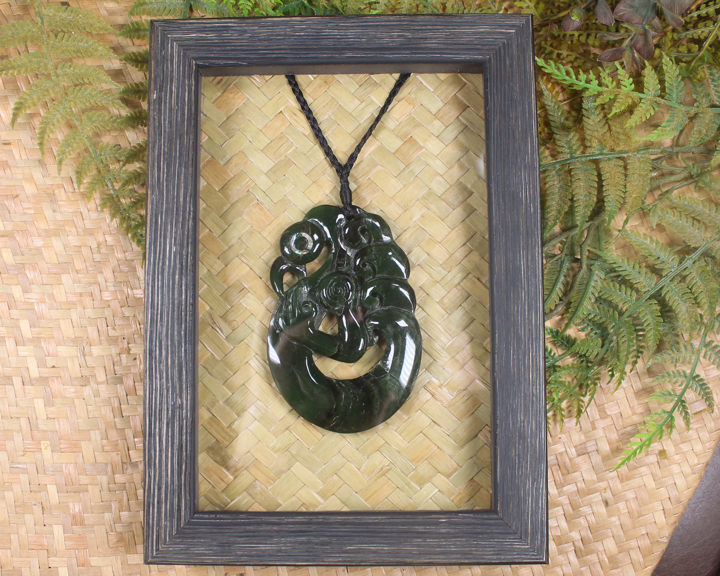 Framed Rimu Pounamu Manaia Pendant - NZ Greenstone