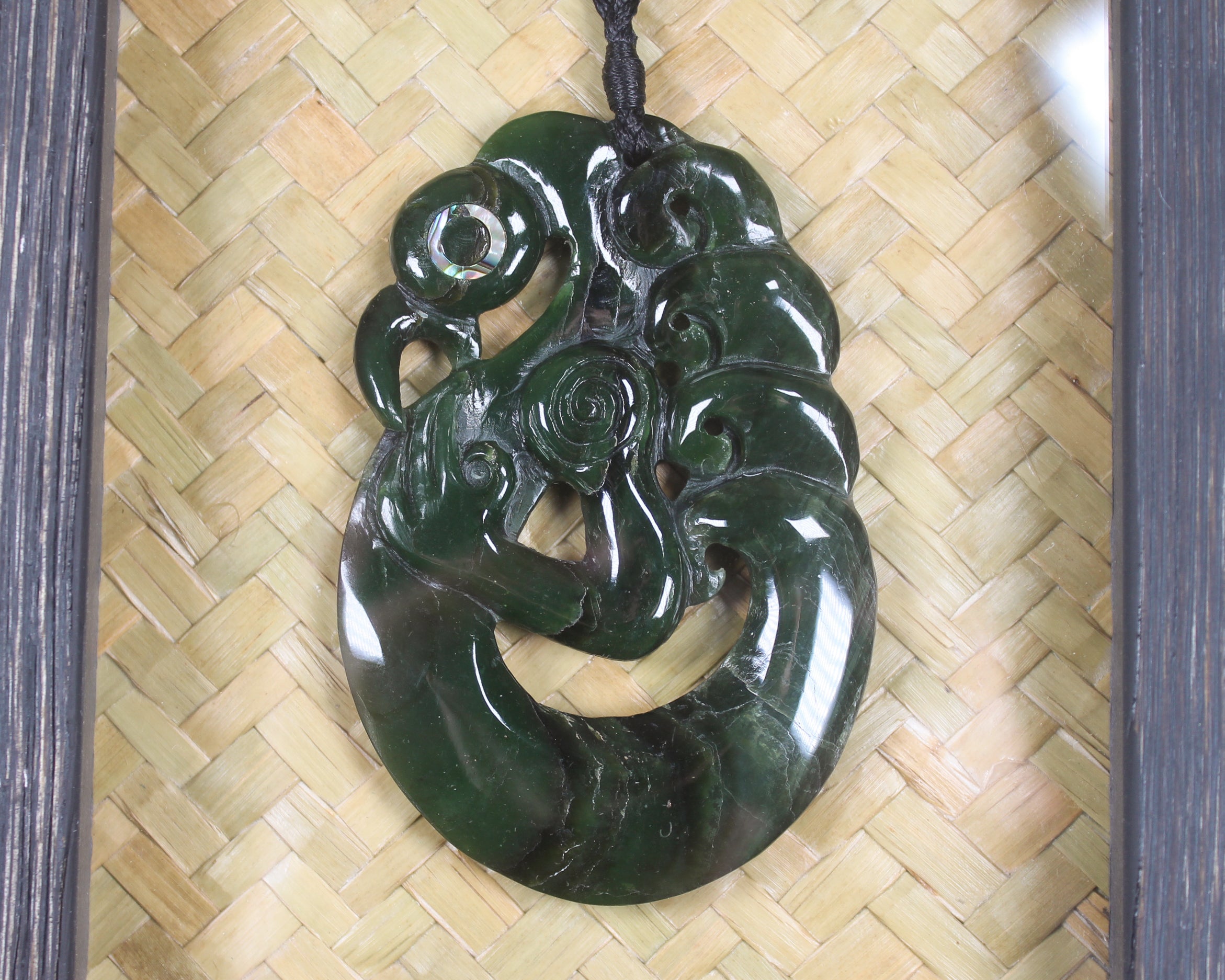 Framed Rimu Pounamu Manaia Pendant - NZ Greenstone