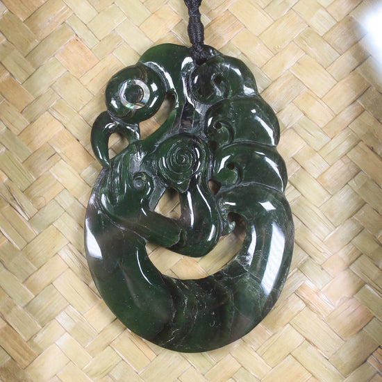 Framed Rimu Pounamu Manaia Pendant - NZ Greenstone