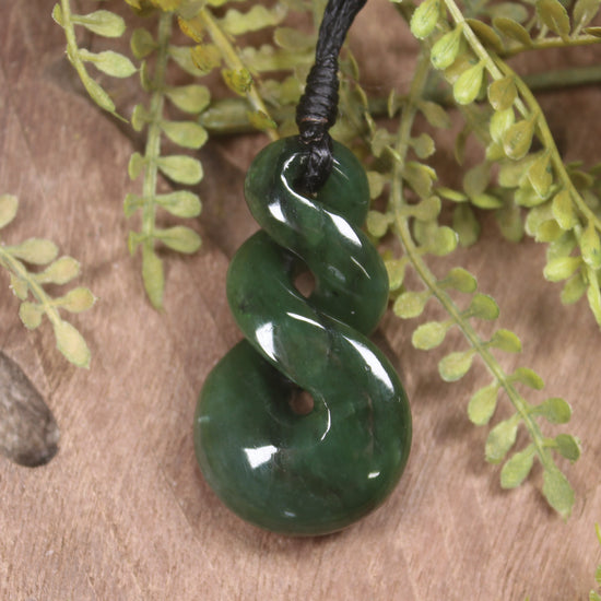 Twist carved from Kawakawa Pounamu - NZ Greenstone