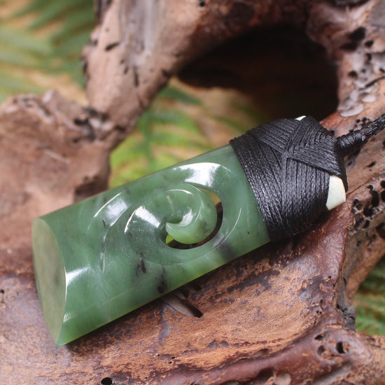 Toki or Adze with Koru carved from Hapopo Pounamu - NZ Greenstone