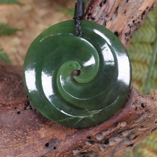 Koru pendant carved from Kawakawa Pounamu - NZ Greenstone