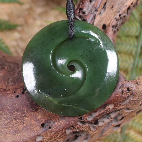 Koru pendant carved from Kawakawa Pounamu - NZ Greenstone