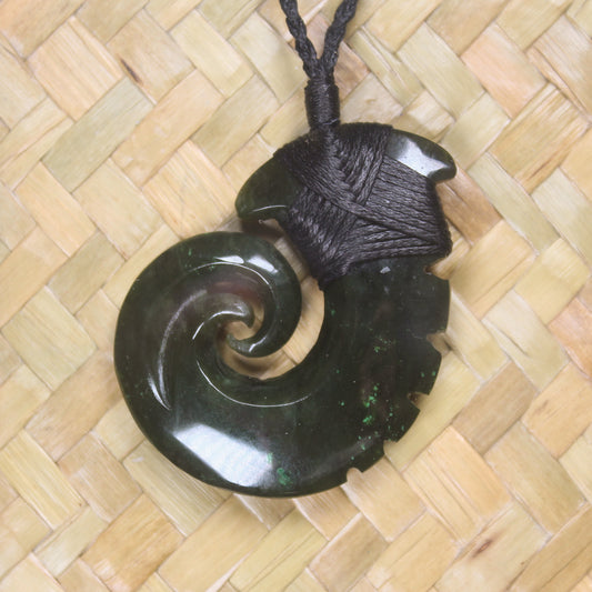 Framed Rimu Pounamu Matau - NZ Greenstone