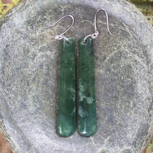 Roimata or Teardrop earrings carved from Kawakawa Pounamu - NZ Greenstone