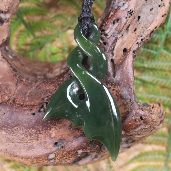 Whale Tail carved from Kawakawa Pounamu - NZ Greenstone