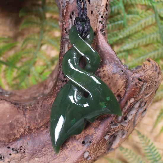 Whale Tail carved from Kawakawa Pounamu - NZ Greenstone