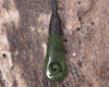 Roimata or Teardop with Koru carved from Kawakawa Pounamu - NZ Greenstone