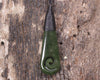 Roimata or Teardop with Koru carved from Kawakawa Pounamu - NZ Greenstone
