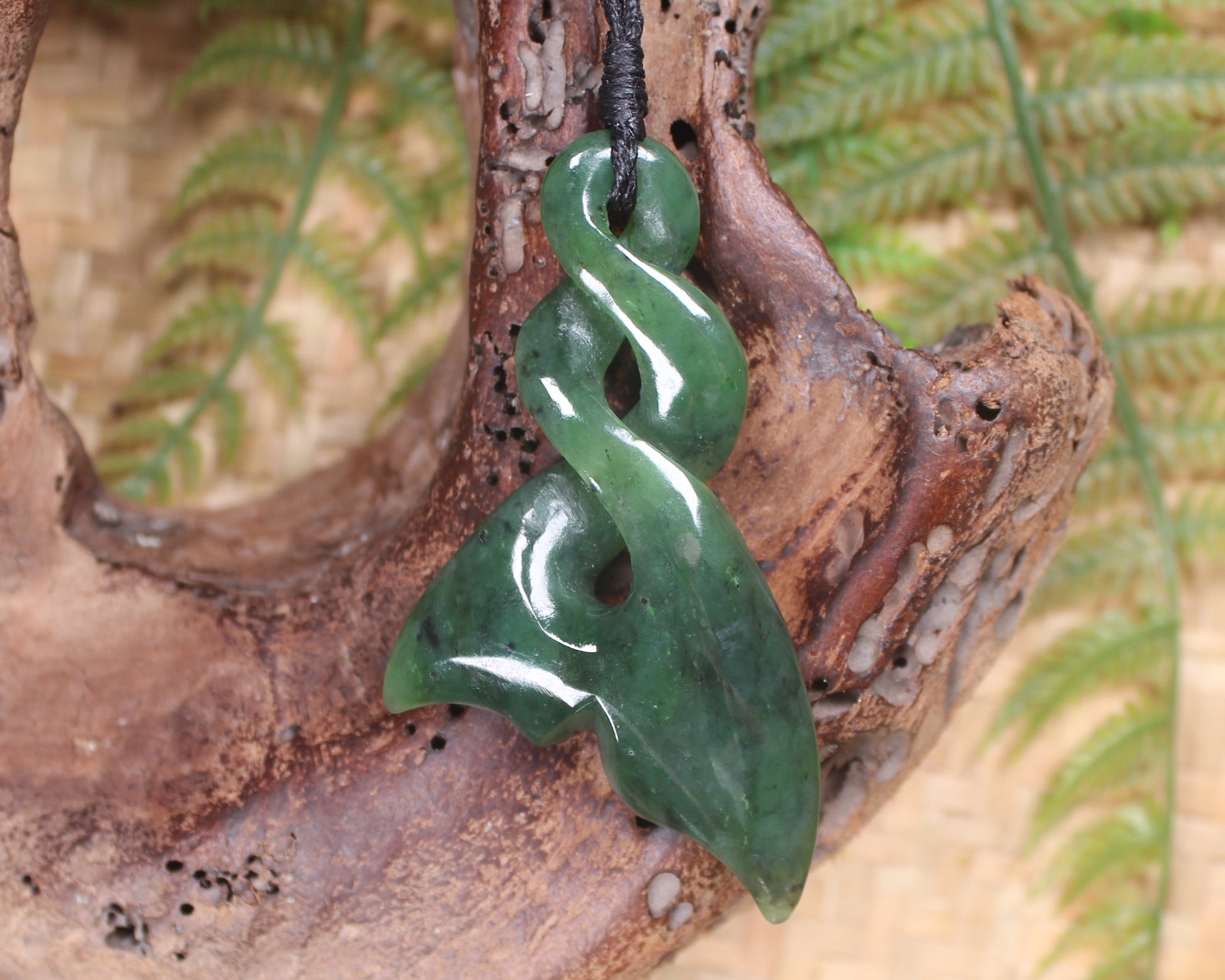 Whale tail carved from Hapopo Pounamu - NZ Greenstone