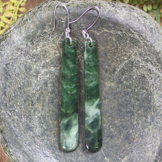 Roimata or Teardrop earrings carved from Kawakawa Pounamu - NZ Greenstone