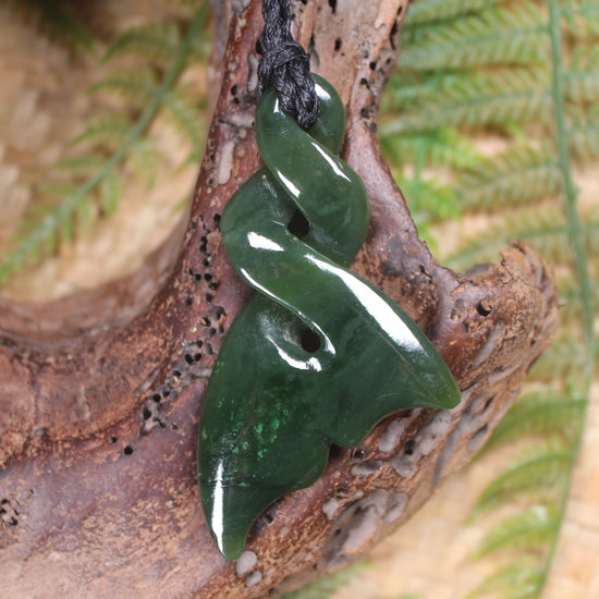 Whale Tail carved from Kawakawa Pounamu - NZ Greenstone