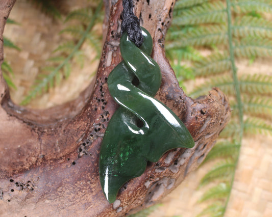 Whale Tail carved from Kawakawa Pounamu - NZ Greenstone