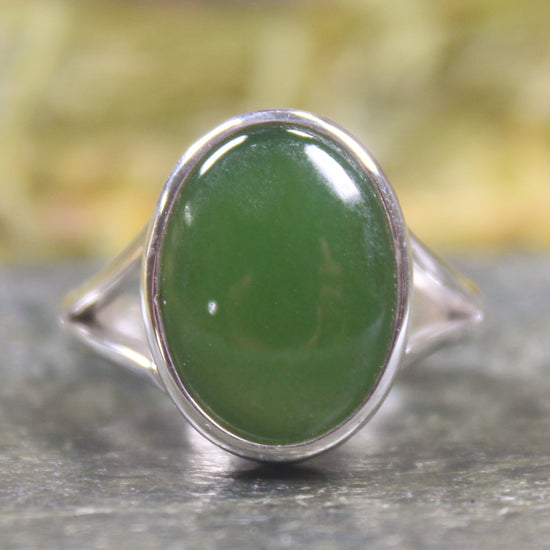 Sterling Silver Hapopo Pounamu Ring - NZ Greenstone