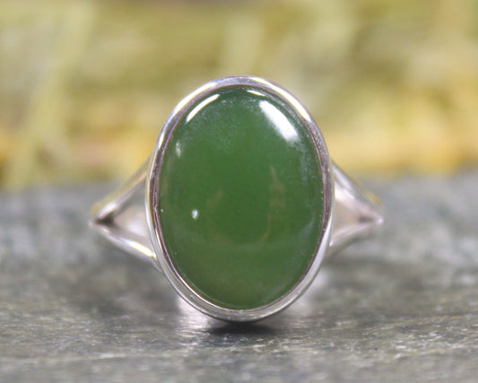 Sterling Silver Hapopo Pounamu Ring - NZ Greenstone