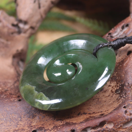 Koru pendant carved from Kawakawa Pounamu - NZ Greenstone